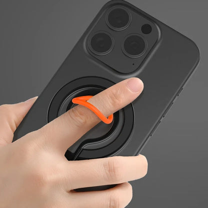 Magnetic Mobile Phone Holder Zinc Alloy Phone Finger Ring Bracket With Silicone Ring Guard(Black) - Ring Holder by buy2fix | Online Shopping UK | buy2fix