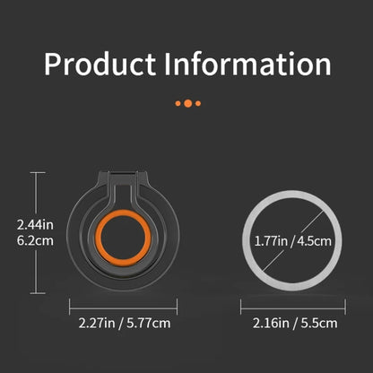 Magnetic Mobile Phone Holder Zinc Alloy Phone Finger Ring Bracket With Silicone Ring Guard(Silver+Orange) - Ring Holder by buy2fix | Online Shopping UK | buy2fix
