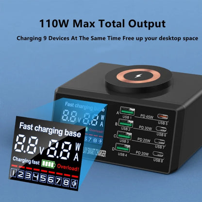 X9M 9-in-1 110W USB+PD Smart Multi-ports QI Magnetic Wireless Charger, Spec: Black EU Plug - Multifunction Charger by buy2fix | Online Shopping UK | buy2fix