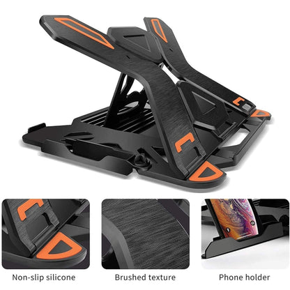 ICE COOREL E5 Laptop Folding And Lifting Cooling Bracket With Mobile Phone Holder White by ICE COOREL