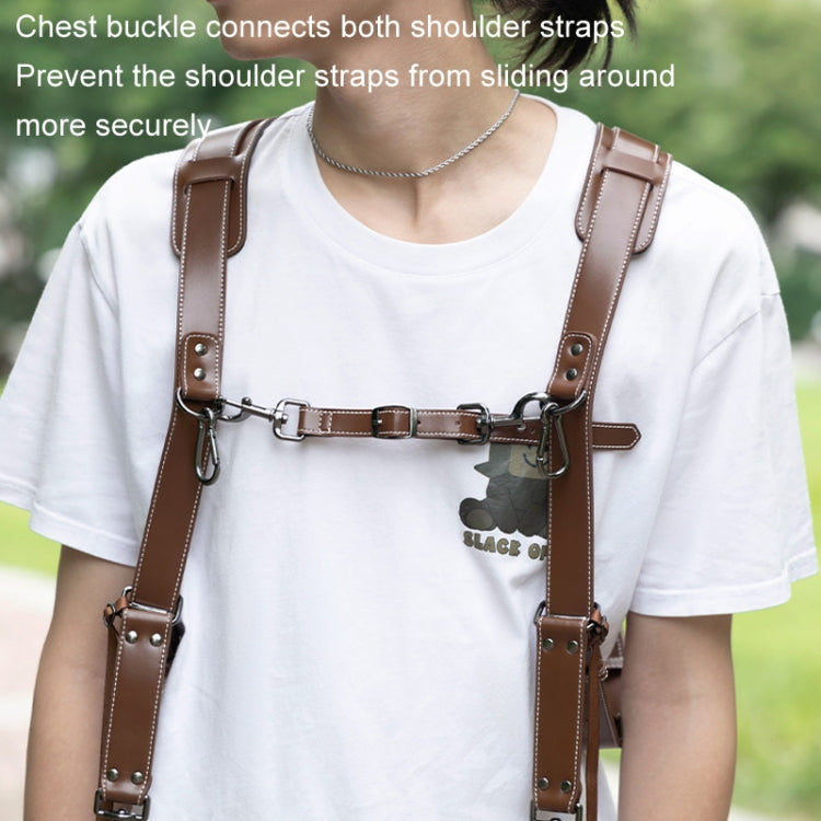 Cwatcun H90 Dual Camera Leather Strap Adjustable Multi-functional Convenient Camera Shoulder Strap, Color: 2.0 Brown - Camera Strap by Cwatcun | Online Shopping UK | buy2fix