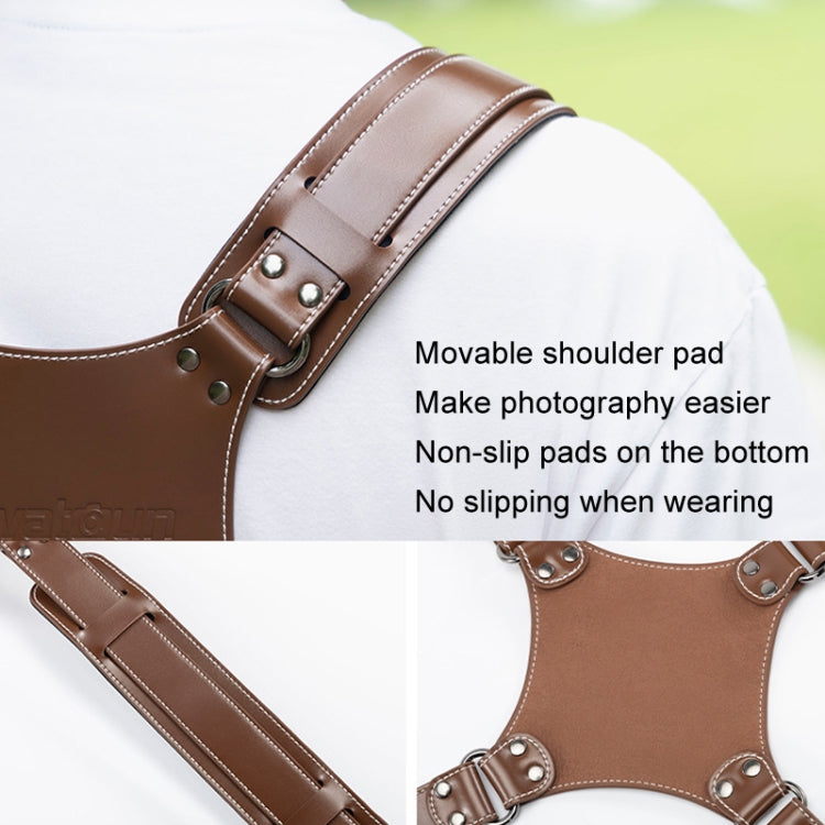 Cwatcun H90 Dual Camera Leather Strap Adjustable Multi-functional Convenient Camera Shoulder Strap, Color: 2.0 Brown - Camera Strap by Cwatcun | Online Shopping UK | buy2fix