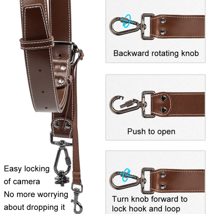 Cwatcun H90 Dual Camera Leather Strap Adjustable Multi-functional Convenient Camera Shoulder Strap, Color: 2.0 Brown - Camera Strap by Cwatcun | Online Shopping UK | buy2fix