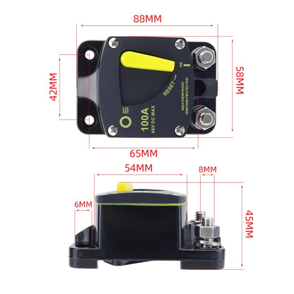 RV Yacht Manual Reset Ignition Protection Fuse Switch With Terminal Accessories, Current: 100A - Fuse by buy2fix | Online Shopping UK | buy2fix