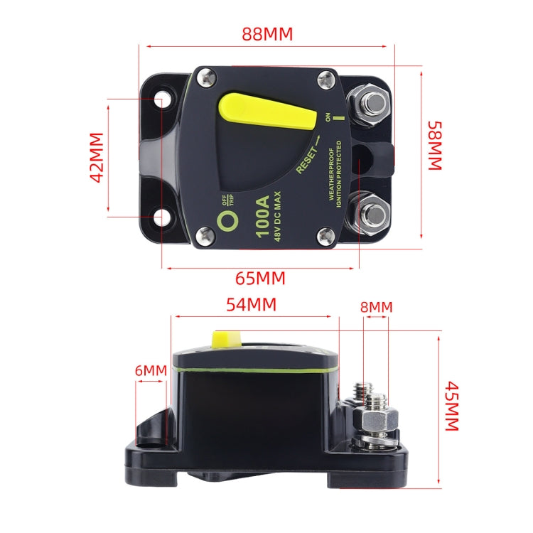 RV Yacht Manual Reset Ignition Protection Fuse Switch With Terminal Accessories, Current: 50A - Fuse by buy2fix | Online Shopping UK | buy2fix