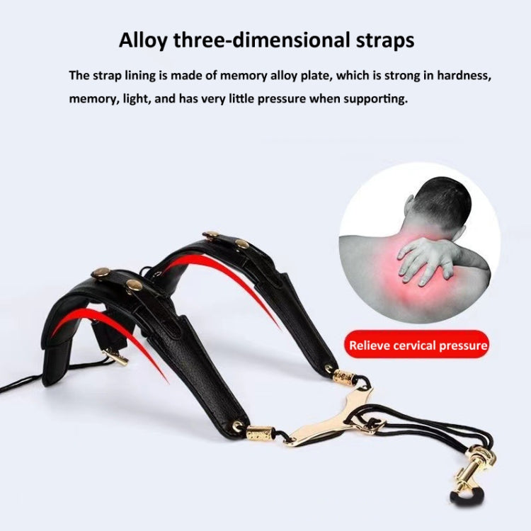 Saxophone Double-Shoulder Strap Leather Adjustable Lanyard For Tenor Alto Sax Accessories(Black) - Wind Instrument Accessories by buy2fix | Online Shopping UK | buy2fix