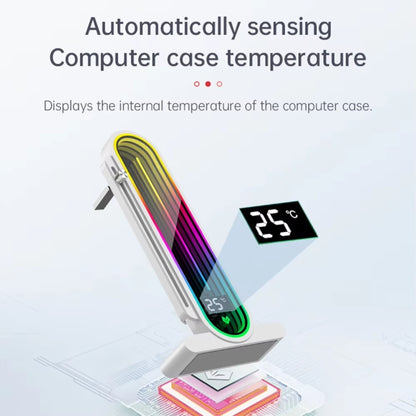 COOLMOON GH3 Pro Computer ARGB Vertical Adjustable Lens Graphics Card Holder, Style: Temperature Display Upgrade White - Caddies & Enclosures by COOLMOON | Online Shopping UK | buy2fix