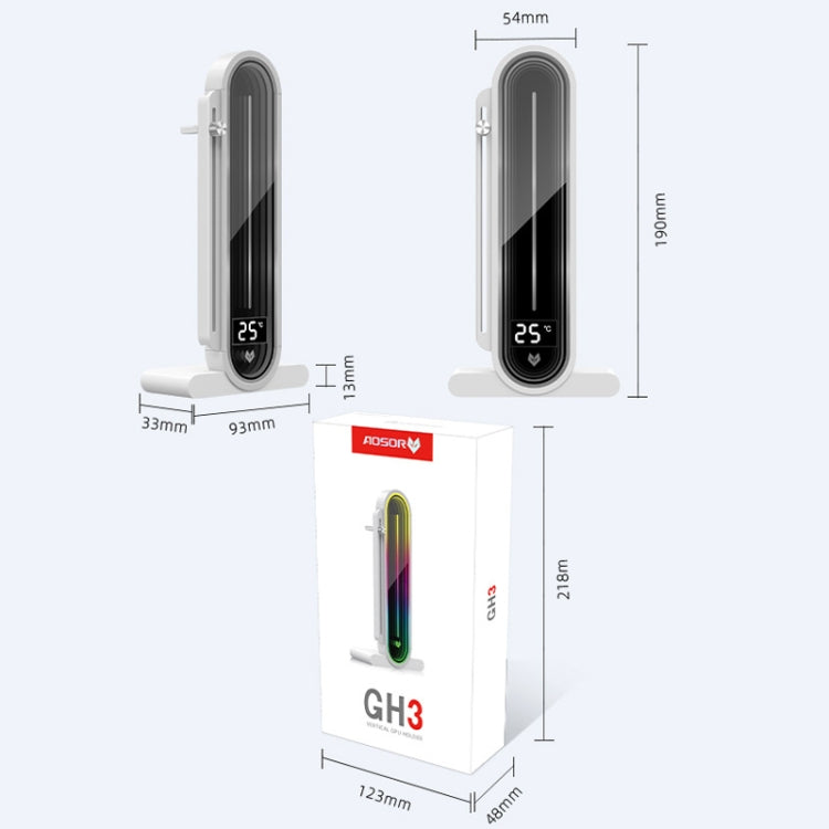 COOLMOON GH3 Pro Computer ARGB Vertical Adjustable Lens Graphics Card Holder, Style: Temperature Display Upgrade White - Caddies & Enclosures by COOLMOON | Online Shopping UK | buy2fix