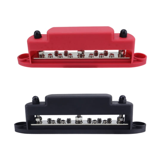 M6 3-post 10-way RV Yacht Short-circuit Proof Base DC Busbar, Color: Red by buy2fix
