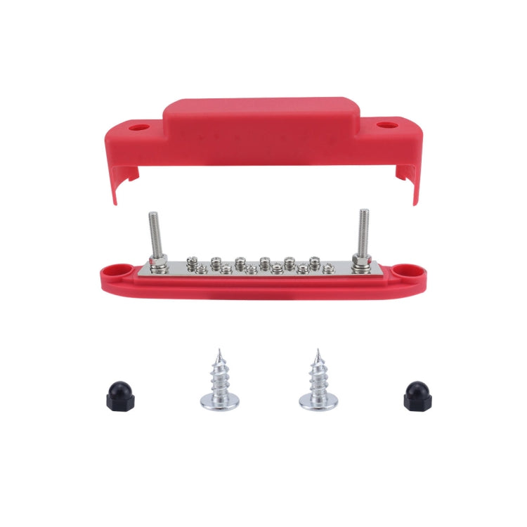 M6 2-post 12-way RV Yacht Terminal Nylon Flame Retardant Busbar, Color: Red by buy2fix