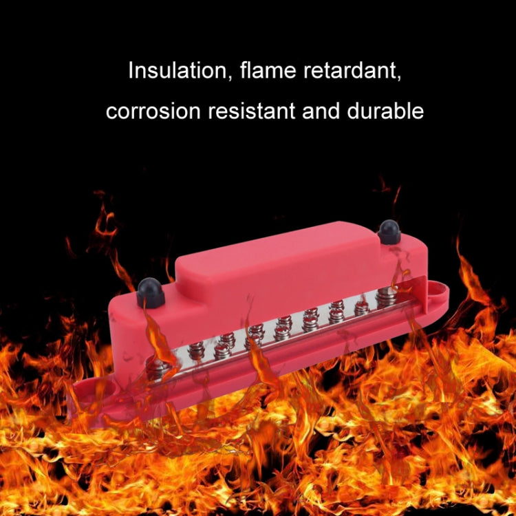 M6 2-post 12-way RV Yacht Terminal Nylon Flame Retardant Busbar, Color: Red by buy2fix