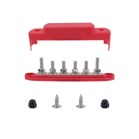 M8 Nylon Base RV Yacht Waterproof Dustproof Cover 6-post Bus Bar, Color: Red