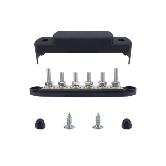 M8 Nylon Base RV Yacht Waterproof Dustproof Cover 6-post Bus Bar, Color: Black