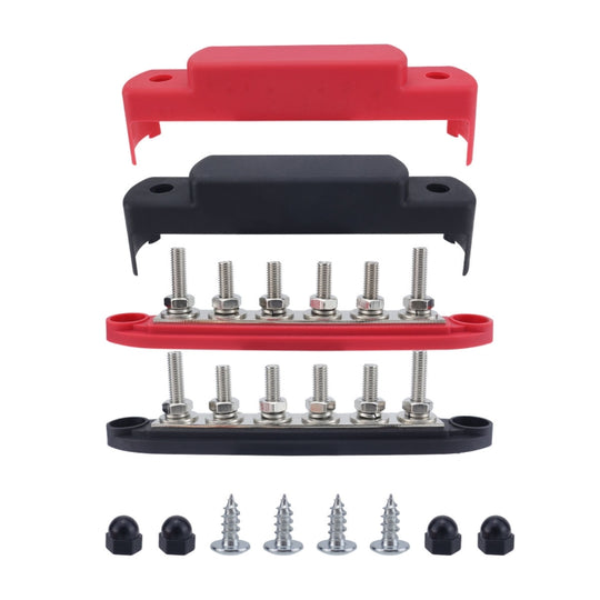 M8 Nylon Base RV Yacht Waterproof Dustproof Cover 6-post Bus Bar, Color: Red+Black 1pair