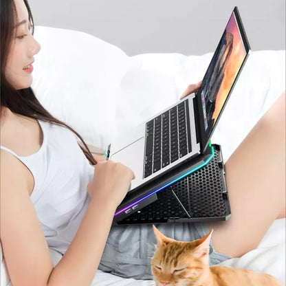 ICE COOREL K15C Smart Adjustable Laptop Radiator Base With RGB Lighting Effect, Color: 15 Fans by ICE COOREL