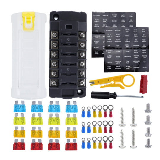 6-Way Plug-In Insulated Cover Fuse Box For Cars Yachts, Set: Enhanced Version B