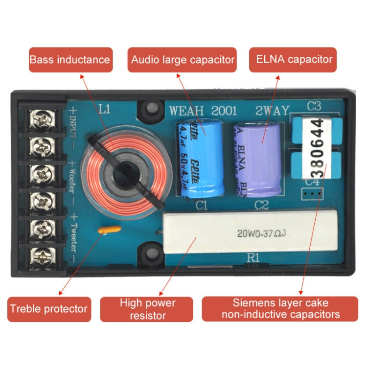 WEAH-2001 High And Low 2-Way Audio Crossover Car Speaker Conversion Divider - Audio Crossover by buy2fix | Online Shopping UK | buy2fix