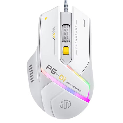 Inphic PG1 RGB Light Emitting Computer Gaming Wired Mouse(White) - Wired Mice by Inphic | Online Shopping UK | buy2fix