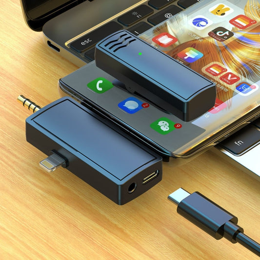 3 In 1 Wireless Lavalier Microphone For iPhone Type-C / USB-C 3.5mm Jack Smartphone SLR Camera PC 1 Drag 2 by buy2fix