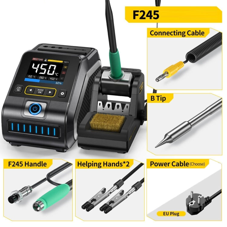 FNIRSI 200W Intelligent Constant Temperature Electric Soldering Iron Station, Set: EU Plug F245 B Head - Electric Soldering Iron by FNIRSI | Online Shopping UK | buy2fix