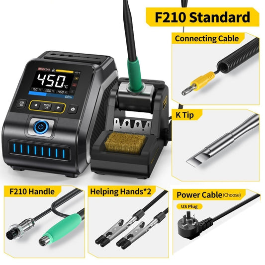 FNIRSI 200W Intelligent Constant Temperature Electric Soldering Iron Station, Set: US Plug F210 K Head by FNIRSI