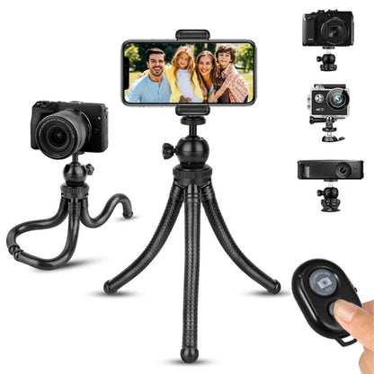 Octopus Fish Silicone Camera Tripod Desktop Folding Stand With Bluetooth Controller+Adapter+Phone Clip+Storage Bag+Screws - Tripods by buy2fix | Online Shopping UK | buy2fix