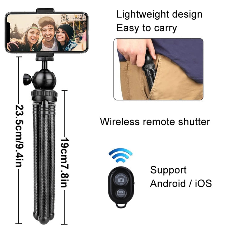 Octopus Fish Silicone Camera Tripod Desktop Folding Stand With Bluetooth Controller+Adapter+Phone Clip+Storage Bag+Screws - Tripods by buy2fix | Online Shopping UK | buy2fix