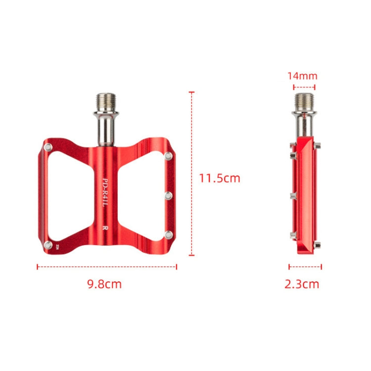 PROMEND PD-R41L 1pair Bicycle Aluminum Alloy Perrin Bearing Pedals(Red) - Pedals by PROMEND | Online Shopping UK | buy2fix