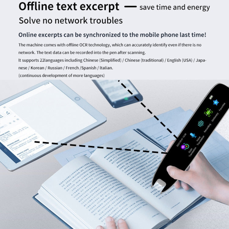 International Version Multi-language Scanning Offline Intelligent Simultaneous Translation Pen(Gray) -  by buy2fix | Online Shopping UK | buy2fix