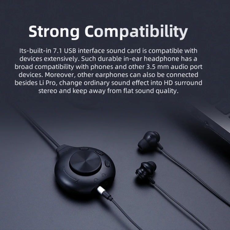 Bluedio LI PRO Cell Phone Wired In-Ear 3.5mm 7.1 Sound Card Gaming Computer Earphones(Black) - Normal Style Earphone by Bluedio | Online Shopping UK | buy2fix