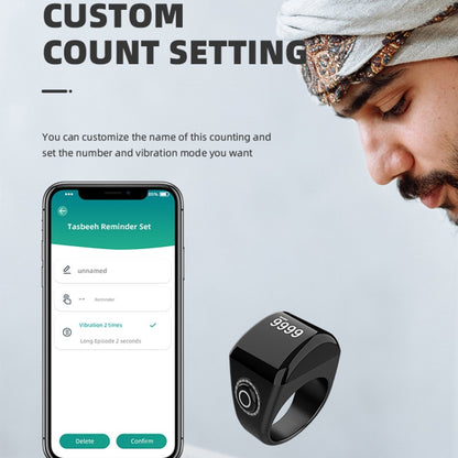 Equantu Smart Bluetooth Finger Counter Muslim Prayer Time Reminder Ring, Style: Silver 20mm - Smart Rings / Smart Telephones by Equantu | Online Shopping UK | buy2fix