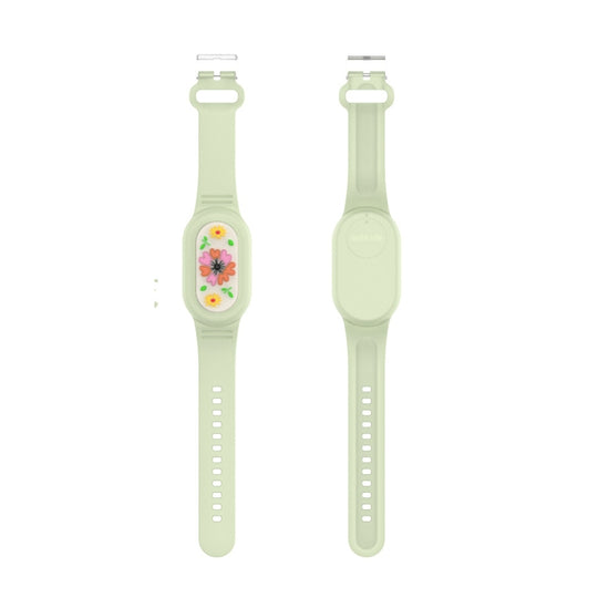 For Samsung Galaxy SmartTag 2 Bracelet Waterproof Silicone Wristband, Style: Green Flower