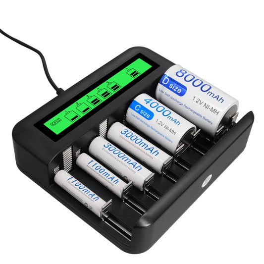 NC559 Eight-Slot LCD Multifunctional Battery Charger AA / AAA / C / D Charger by buy2fix