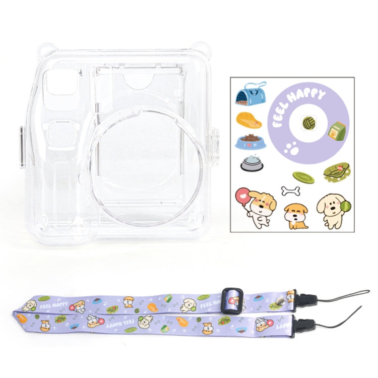 For Fujifilm instax mini SE Photo Bag Crystal Case Shoulder Strap Rope Sticker Set(Purple Pet Dog) - Protective Case by buy2fix | Online Shopping UK | buy2fix