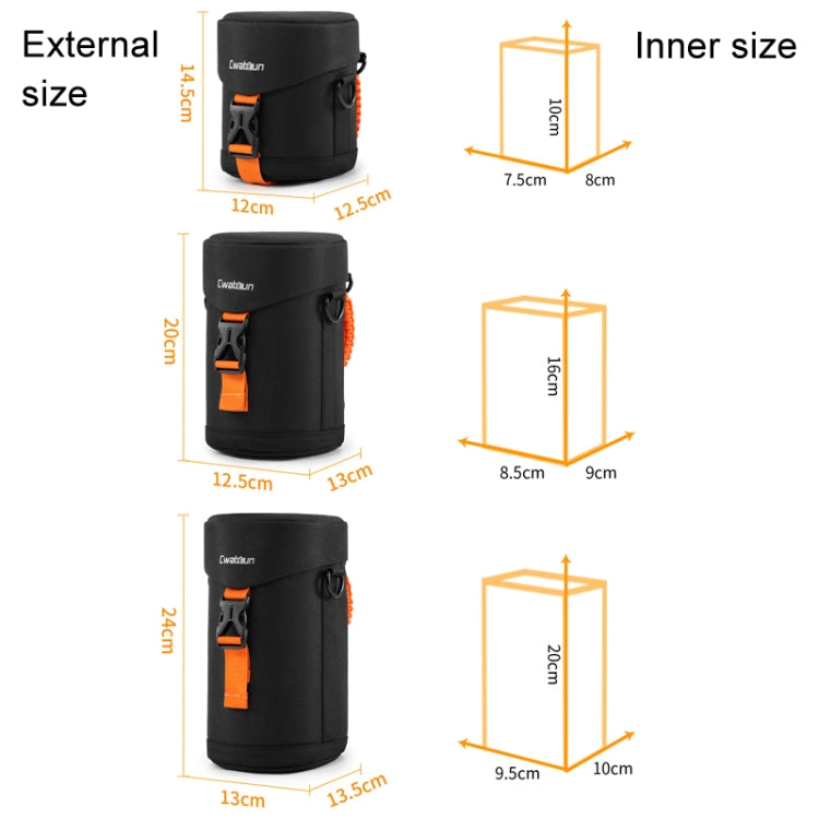 Cwatcun D157 DSLR Camera Lens Barrel Shockproof Thickened Digital Lens Bag Flip Lens Pouch, Color: Medium Black - Lens Bag by Cwatcun | Online Shopping UK | buy2fix