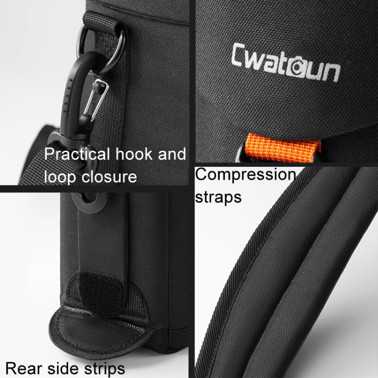 Cwatcun D157 DSLR Camera Lens Barrel Shockproof Thickened Digital Lens Bag Flip Lens Pouch, Color: Extra Large Black - Lens Bag by Cwatcun | Online Shopping UK | buy2fix