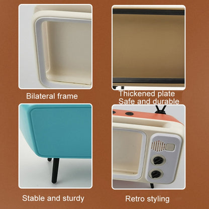 Retro Small TV Desktop Cell Phone Holder With Bluetooth Speaker Player(Silver Gray) - Desktop Holder by buy2fix | Online Shopping UK | buy2fix