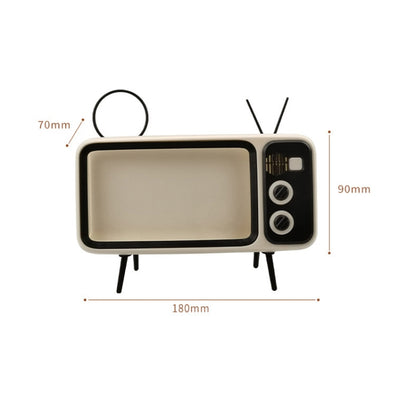 Retro Small TV Desktop Cell Phone Holder With Bluetooth Speaker Player(Silver Gray) - Desktop Holder by buy2fix | Online Shopping UK | buy2fix