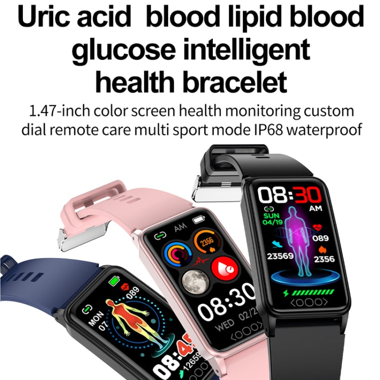 Uric Acid Blood Lipid Noninvasive Blood Sugar Heart Rate Oxygen Temperature Monitoring Smart Healthy Sports Bracelet(Black) - Smart Wristbands by buy2fix | Online Shopping UK | buy2fix