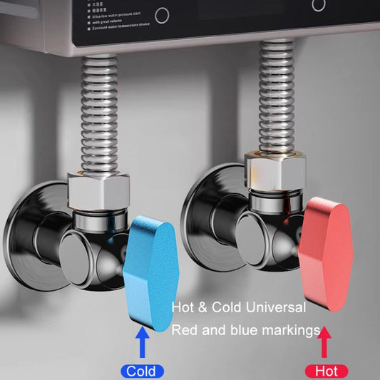 Copper High Flow 4-point Ball Valve Hot Cold Water Gas Water Heater Full Open Triangle Valve, Color: Electroplated Red Label Hot Water by buy2fix