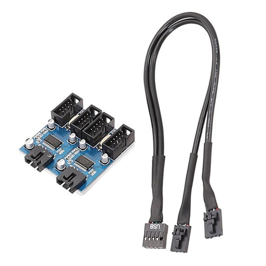 30cm Motherboard 9Pin USB2.0 1 In 4 Extension Cable With Chip Support Multiple Interface For Shared Use by buy2fix