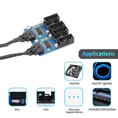 30cm Motherboard 9Pin USB2.0 1 In 4 Extension Cable With Chip Support Multiple Interface For Shared Use - USB Cable by buy2fix | Online Shopping UK | buy2fix