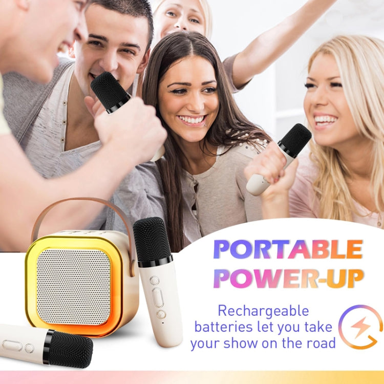 Outdoor Home Portable Wireless Karaoke Sound Cell Phone Integrated Microphone Smart Speaker, Style: With Dual Mic Blue - Mini Speaker by buy2fix | Online Shopping UK | buy2fix