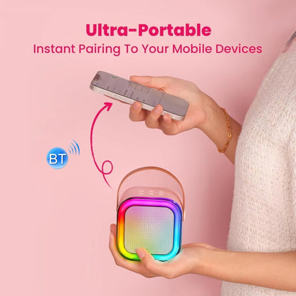 Outdoor Home Portable Wireless Karaoke Sound Cell Phone Integrated Microphone Smart Speaker, Style: With Dual Mic Blue - Mini Speaker by buy2fix | Online Shopping UK | buy2fix