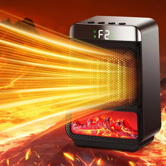 E03 Desktop PTC Heater Dynamic Flame Light Warmer EU Plug by buy2fix