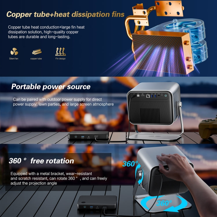 TOUMEI X6 4K HD Home Theater Office Teaching Microphone Karaoke Projector GTV Google Systems(US Plug) - Mini Projector by TOUMEI | Online Shopping UK | buy2fix