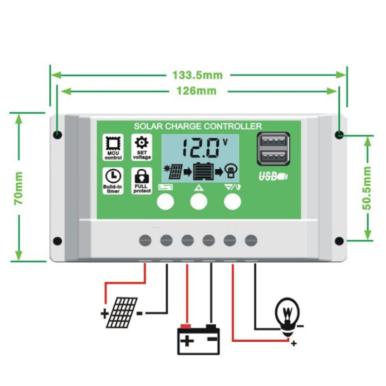 60A 12V PWM Solar Cell Panel Charger Controller Lithium-ion Lead-acid Battery Solar Controller - Voltage Stabilizer by buy2fix | Online Shopping UK | buy2fix