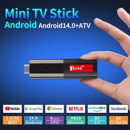 TV98 ATV 8K Allwinner H618 Android 14 2.5G+5G Dual Wifi HD Set-Top Box With Bluetooth Voice Remote Controller 2GB+16GB - Android TV Sticks by buy2fix | Online Shopping UK | buy2fix