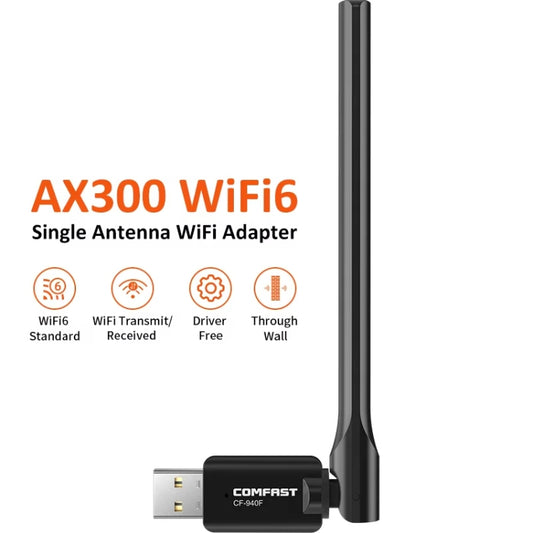COMFAST CF-940F 300Mbps WiFi6 USB Adapter 2.4GHz WiFi Antena Wireless Network Card by COMFAST