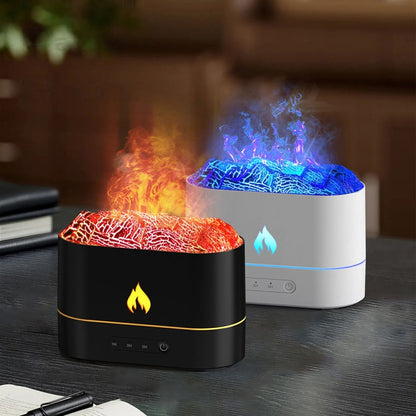 HX853B USB Plug-In Colorful Flame Lighting Effect Aromatherapy Humidifier(Black) - Air Purifiers & Accessories by buy2fix | Online Shopping UK | buy2fix